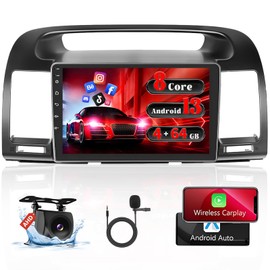 【8 Core 4+64GB】 for Toyota Camry 2001-2006 Fuluku Android 13 Car Stereo with Wireless Carplay Android Auto, 9'' Touch Screen Car Radio GPS WiFi, Bluetooth SWC Mic Backup Camera Mirror Link