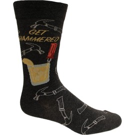 K. Bell Socks Men's Funny Jokes and Wordplay Novelty Crew Socks, Black, Large