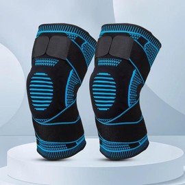 OLLAS Knee Braces, 2-Pack, Knee Support Compression Sleeves, Fitness Sports Knee Braces, Women's & Men's Compression Suitable for Running, Fitness, Basketball:_Blue_XL