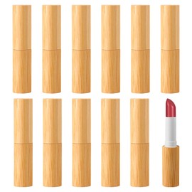 WANDGU Empty Lipstick Sleeves Bamboo Bowl: Pack of 12 Refillable Empty Lipstick Sleeves, DIY Lip Balm Tubes Container Homemade Lip Balm