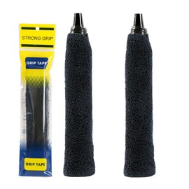 Tennis Racket Grip Tape, (2 PCS) Cotton Towel Grip Tennis Badminton Grips, Super Absorbent and Enhanced Tennis Racquet Overgrip, Anti-Skid Sweatband Tape for Tennis Badminton Bike Handle (Black)