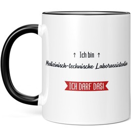 JUNIWORDS Tasse, Ich bin Medizinisch-technische Laborassistentin. Ich darf das!, Schwarz (5634265)
