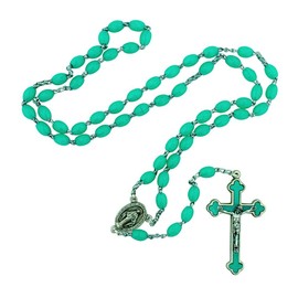 Catholic Rosary Beads with QuadLink Chain by Vatican Imports (Teal)