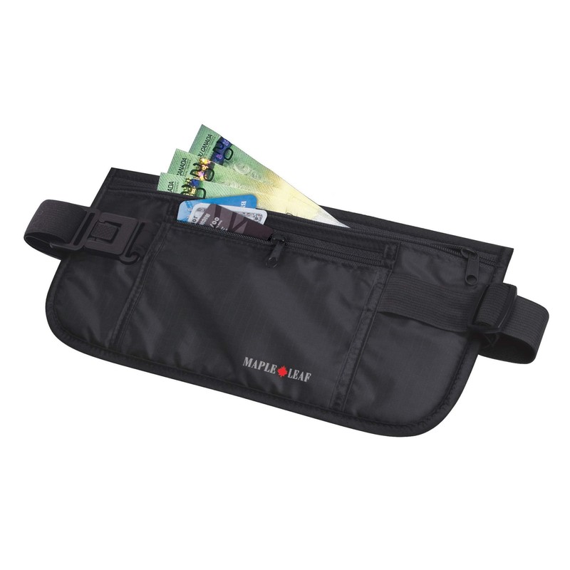 Maple Leaf Travel - Double Pocket Money Belt - Black
