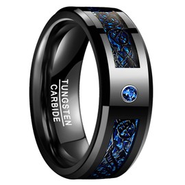 NUNCAD Men's Rings for Wedding Engagement Promise Black Celtic Dragon Inlay Unisex Tungsten Carbide Rings Size Z 1/2