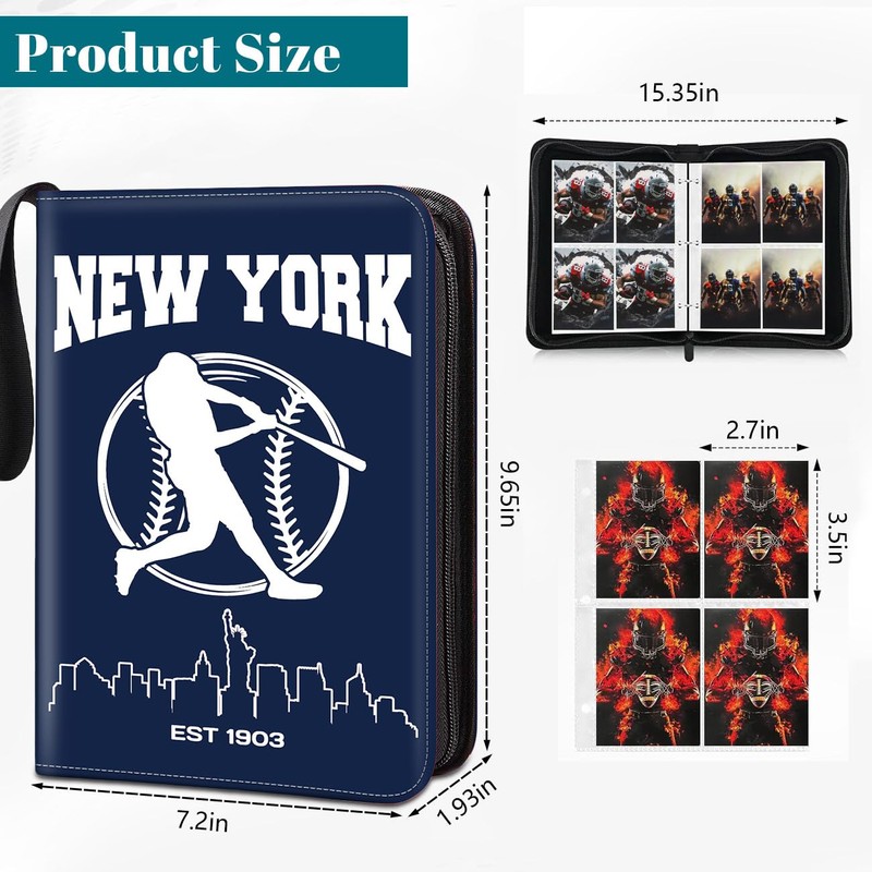 Baseball Card Binder, New York Trading Card Holder Protectors, 4