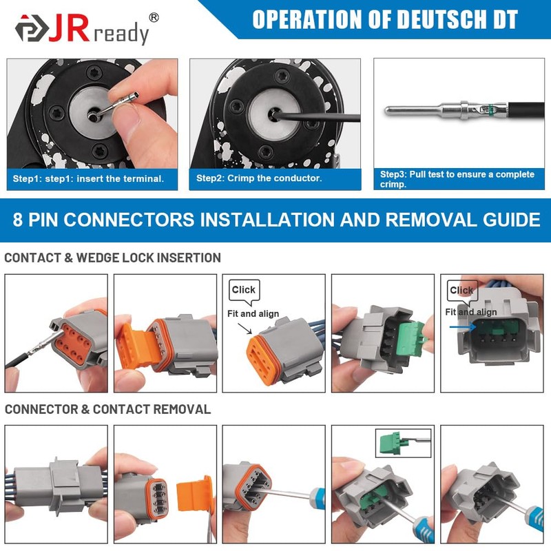 JRready Deutsch DT 8 Pin Connector Kits with Size 16