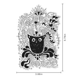 Fall Owl Clear Stamps for Card Making and Photo Album Decorations, Owl Background Clear Stamps, Animal Background Transparent Silicone Rubber Stamps for Card Making and DIY Scrapbooking