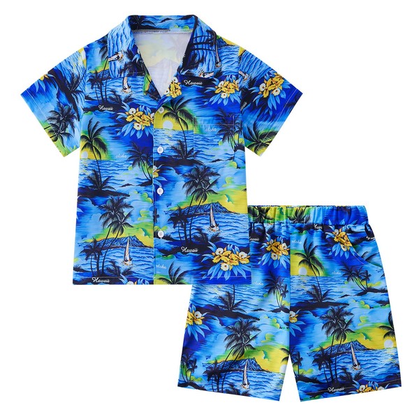 Boy Clothes Set Kids Boys Hawaiian Shirt and Pocket Shorts