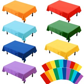 G GENLEAS 21 Pack Assorted Color Rectangle Plastic Tablecloth Disposable Table Cloth for Birthday Wedding Fiesta Picnic Party Rainbow Party Decorations, 7 Color, 54x108 Inch