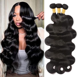 Bundles Human Hair Body Wave 100% Unprocessed Brazilian Remy Hair Bundles for Black Women 18 20 22 Inch 10A Grade Body Wavy Human Hair Natural Color Hair Weave