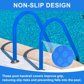 Zippered Pool Handrail Cover, 4 Feet Slip Resistant Neoprene Hand Rail Covers for Swimming Pool Handles Hand Railing Covers Grips, Blue, PHC-0424