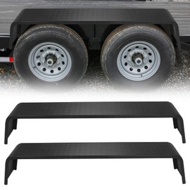 Double Axle Trailer Fenders Fit 13"-15" Tires, Heavy Duty Steel Tandem Axle Trailer Fenders, 2 Pcs, Black