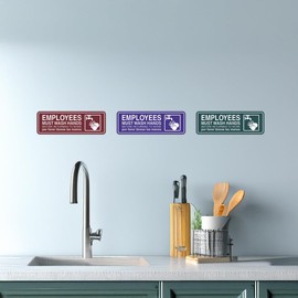 Cartel estándar Employees Must Wash Hands para puerta/pared, color negro, paquete pequeño, 2