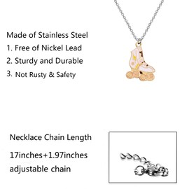 FUSTMW Roller Skater Gifts Roller Skate Necklace Pendant Roller Skating Gifts Roller Skate Lovers Gifts Jewelry (Silver)
