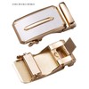 Barry.Wang White and Gold Belt for Men,Formal Dress Ratchet Leather