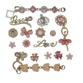 GearMstr Women Girls Designer Jewelry Shoe Accessories Butterfly Flower Accessories Pink Style Chrams