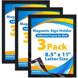VAIIGO 3Pack Self-Adhesive Frame Magnetic Sign Holder 8.5 x 11 Wall Mount, Magnetic Picture Frame Document Holder for Wall, Door, Window, Refrigerator Magnetic Display Frame