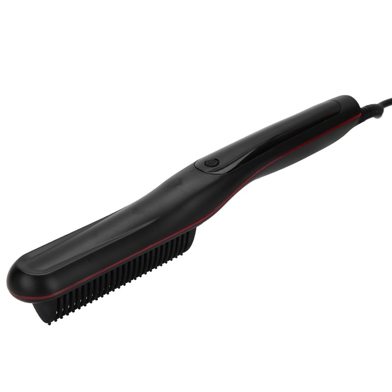 Electric Hair Straightener Comb Anti Scald Beard Straightener Brush (Black