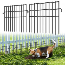 37ft (L) X 13in (H) Garden Animal Barrier Fence, 26 Pack No Dig Dog Fence Border, 1.44in Gap Decorative Fences, Rustproof Metal Wire Garden Border Fence for Dog, Rabbits Ground Stakes