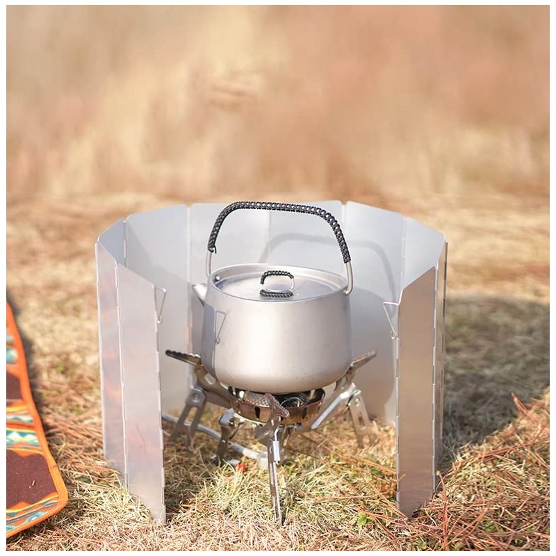 12 Plate Camping Stove Wind Shield Foldable Aluminum Camping Outdoor