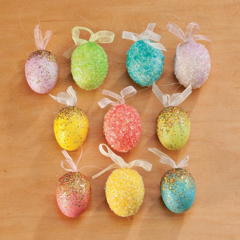 Easter Egg Hanging Ornaments, Set of 10, Dazzling Spring Décor