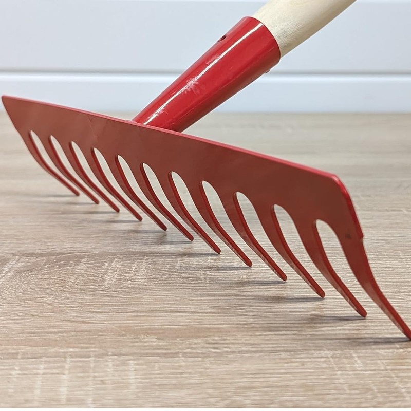 Garden Tool Rake Lawn Ground Earth Rake Metal Tines Garden