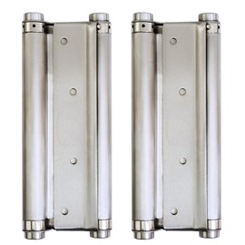 2 Pairs (4pcs) of 8" Heavy Duty Stainless Steel Cafe Saloon Door Swing Self Closing Double Action Spring Hinges (Silver)