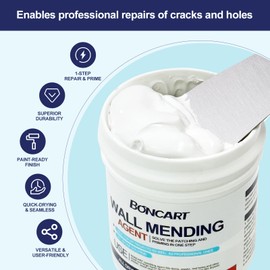 BONCART 8.6oz Drywall Patch Repair Kit - Professional All-in-1 Tool Set (Scrapers/Sandpaper/Texture Sponge/Gloves/Putty Knife) for Fast Wall Hole Repair