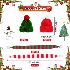 Pack of 40 Mini Christmas Hats and Scarf Set, Small Christmas Hats, Hats for Worries, Mini Hats for Crafts, Table Decoration, Snowman, Decoration, Gift, Decoration, Party