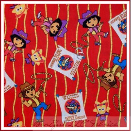 Star BonEful Fabric FQ Cotton Red Dora Diego Cowgirl Western Rodeo Rope Star Stripe L