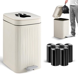 Kopuncare Dog Poop Trash Can Outside, Dog Waste Trash Can with Lid, Foot Pedal, Inner Bucket, Outdoor Dog Poop Trash Can with 100 Dog Waste Bags, Dog Waste Container for Bathroom, Garden