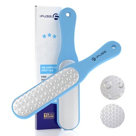 Mr. Fuss® Laser callus rasp - callus removal with callus file - stable non-slip - double-sided, coarse and fine - plastic stainless steel blue
