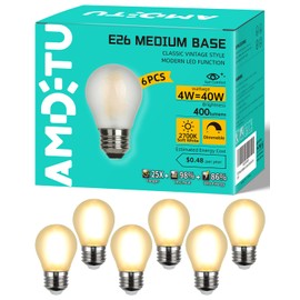Vintage LED Edison Short Small Light Bulb 40W Dimmable E26 Globe 2700K Soft white Frosted 40 Watt Warm Standard Medium Base G45 Bulbs Ideal for Ceiling Fan,Vanity Light,Table Lamp Create Cozy Ambiance
