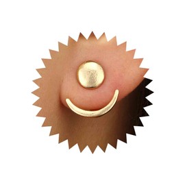 Cybche Boho Crescent Moon Ear Jacket Earrings Gold Sun Moon Disc Earrings Coin Disc Stud Earrings Moon Front Back Earrings Jewelry for Women