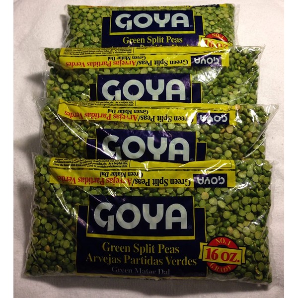 Goya Beans Green Split Peas, Dry, 4 - 1 Lb Bags (4 Pack) Dried - Great for Split Pea Soup