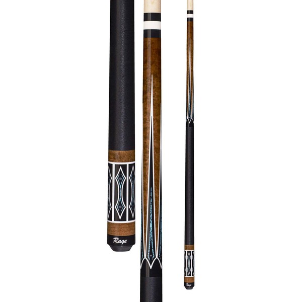 Rage RG-207 Graphic Walnut Brown with Turquoise Pincher Points and Pearled Balls Cue, 20.5-Ounce