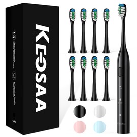 keosaa Electric Toothbrush with 8 Brush Heads, Sonic Electric Toothbrush with Fast Charge 4 Hours Last 60 Days, 2-Min & 30s Smart Timer, IPX7 Waterproof (Black)