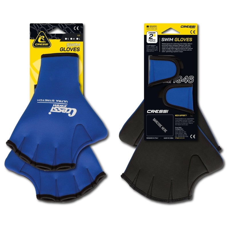 Cressi Swim Gloves - Blue, Small