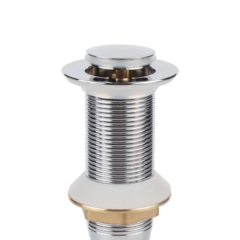 Polished Chrome Pop Up Sink Drain Without Overflow, Bathroom Faucet