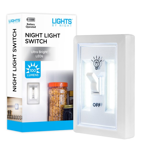 Lights by Night Wireless LED Light Switch, Battery Operated, 100 Lumens, Tap Light, Portable Light Switch, Wireless, Stick-On LED Lights, Under Cabinet, Closet, Basement and More, 39641 White