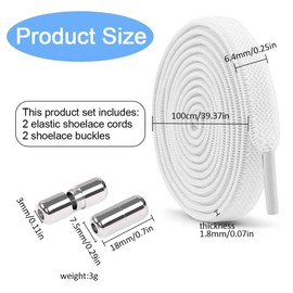 IEBTAWN Pairs of Elastic Shoelaces Without Tying for a Secure Hold with Flat Quick Release - White, White