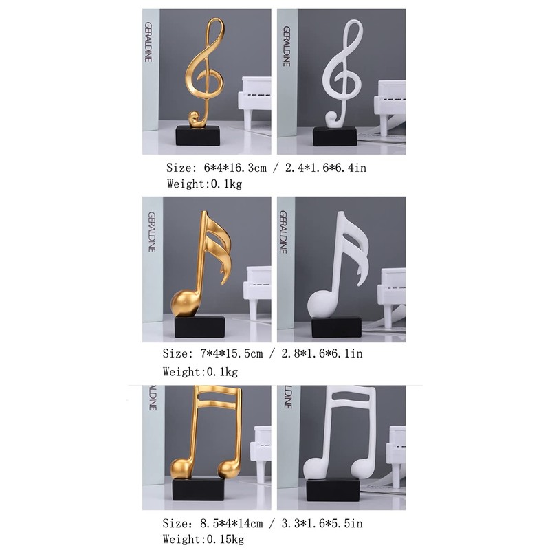 E-isata 3pcs Musical Sculptures Music Note Figurine Statue Decorative Ornaments
