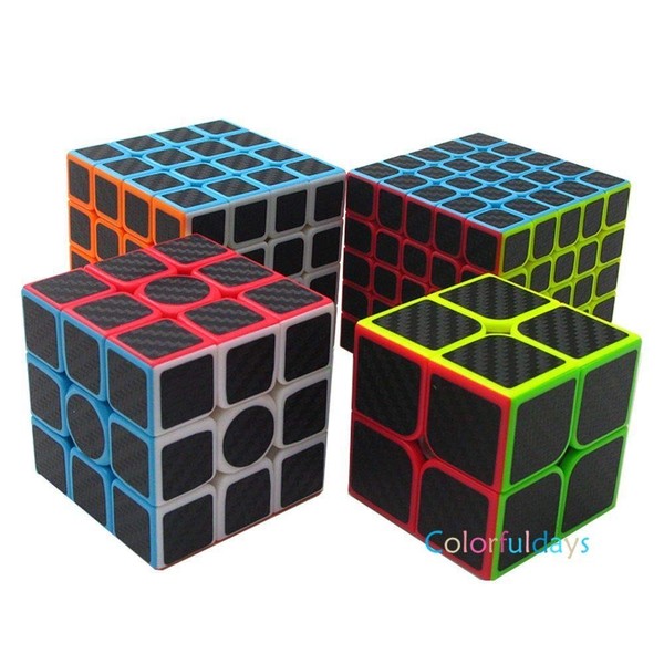 Findbetter Competition Cube Set, Carbon Fiber Stickers, Long Lasting, 2x2, 3x3, 4x4x4, 5x5x5, Set of 4, Gift Packaged, Smooth Rotation, Pop Prevention, Kids, Educational Toy, Adults, Brain Training, Ver. 2.3, Carbon Fiber Stickers
