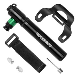 ROCKBROS Mini Bike Pump 110PSI CO2 Inflator Presta and Schrader Valve Compatible Bicycle Tire Pump for Road and Mountain Bikes Insulated Sleeve