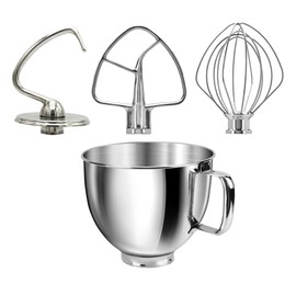 Replacement Parts compatible with 4.5 and 5 Quart KitchenAid Tilt Head Stand Mixers (5QT Bowl+Stainless Steel 3 Piece Kit)