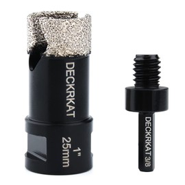Dry Diamond Core Drill Bits 1 inch with Slots 25mm Diamond Hole Saws, with 5/8-11 Thread to 3/8” Hex Shank Adapter Fit Both Angle Grinders & Electric Drills for Porcelain Granite Tiles Brick Concrete