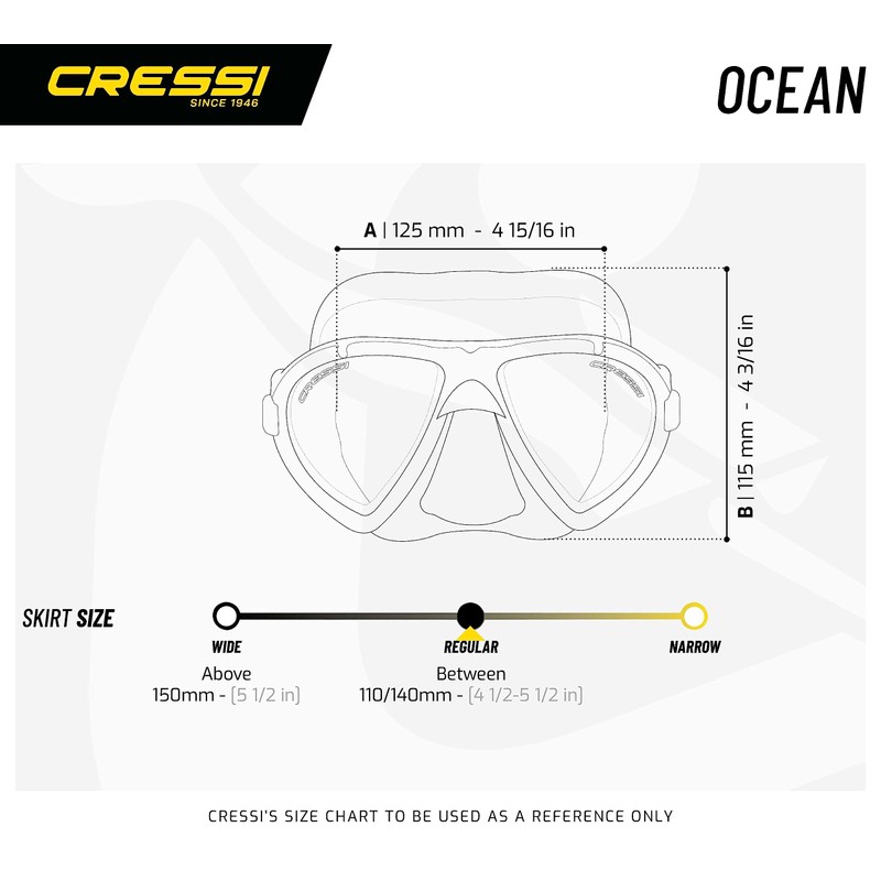 Cressi Ocean, Scuba Diving Snorkel Mask, Made in Italy