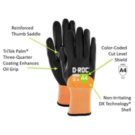 MAGID D-ROC ANSI A4 Oil & Liquid Absorbing TriTek Work Gloves, 12 Pairs, Size 8/Medium (DXG49)