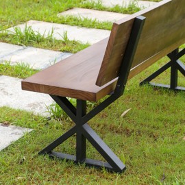 BOTAOYIYI Bench Legs 16 Inch Triangle Metal Chair Base Legs with Backrest Bracket Set of 2 DIY Project Suit for Butcher Block countertop, Wood Slab Bench Outdoor, Indoo (I)